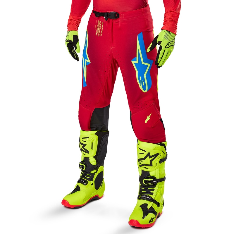 Motokrosové nohavice Alpinestars Supertech Maker červeno-fluorescenčno žlté