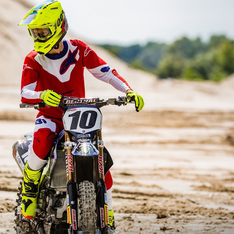 Motokrosové nohavice Alpinestars Racer Veil červeno-biele