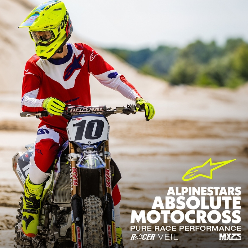 Motokrosové nohavice Alpinestars Racer Veil červeno-biele