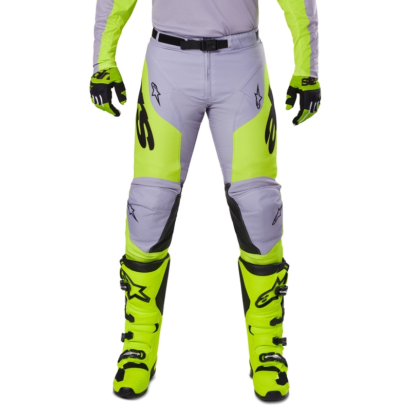 Motokrosové nohavice Alpinestars Racer Veil šedo-fluorescenčno žlté
