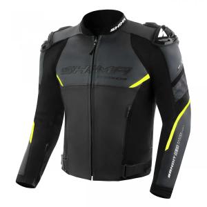 Kožená bunda na motorku Shima Bandit 2.0 čierno-bielo-fluo žltá