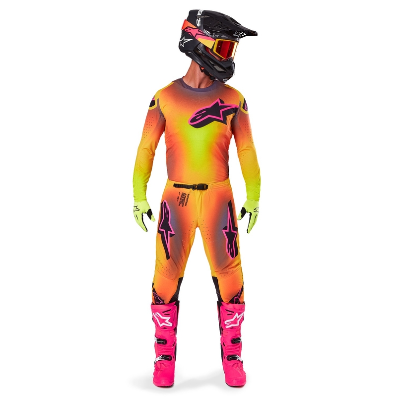 Motokrosové nohavice Alpinestars Supertech Lipan žlto-ružové
