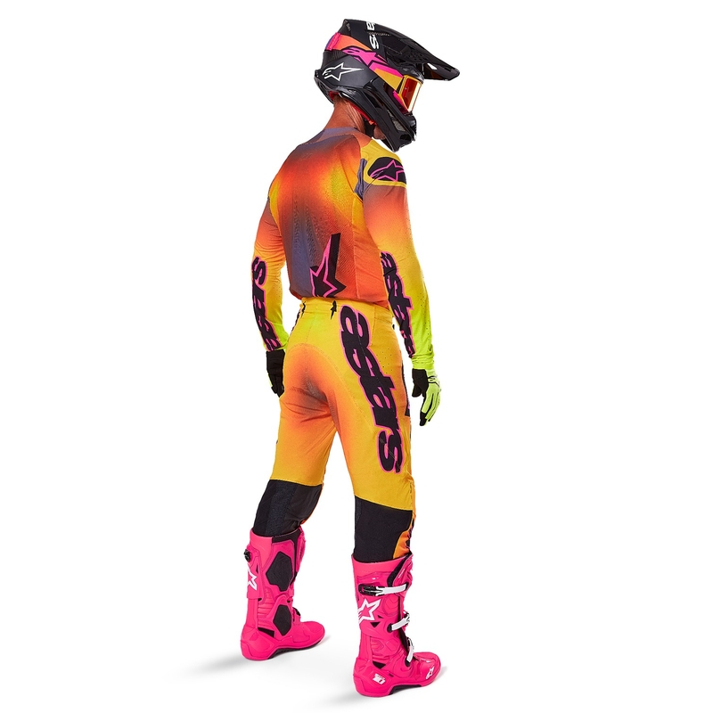 Motokrosové nohavice Alpinestars Supertech Lipan žlto-ružové