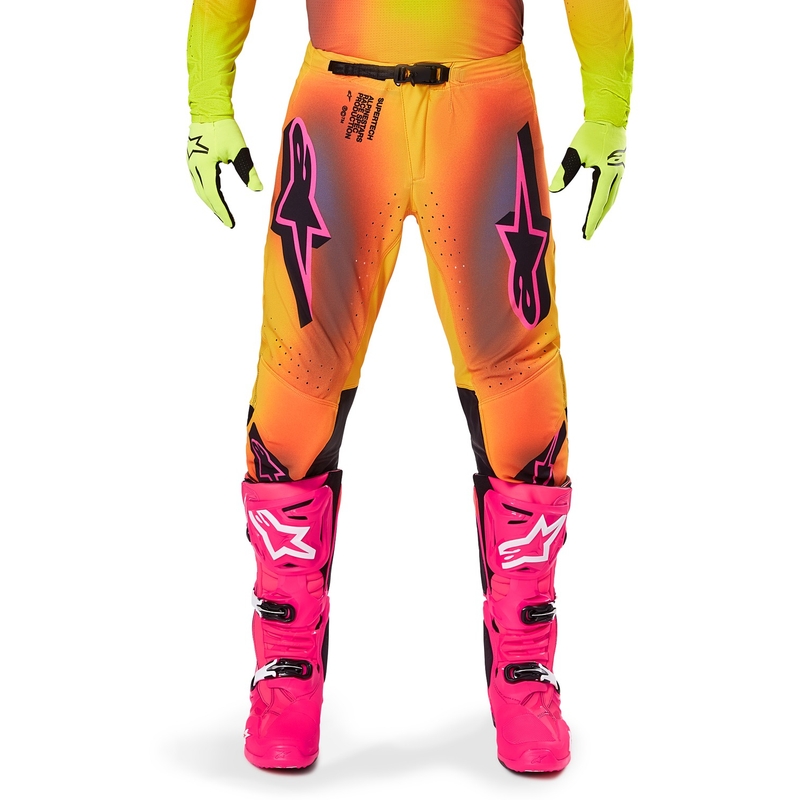 Motokrosové nohavice Alpinestars Supertech Lipan žlto-ružové
