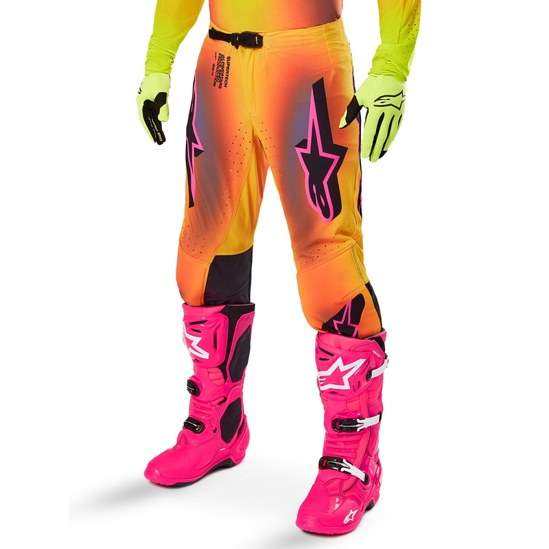 Motokrosové nohavice Alpinestars Supertech Lipan žlto-ružové
