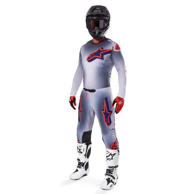 Motokrosové nohavice Alpinestars Supertech Lipan šedo-fluorescenčno oranžové