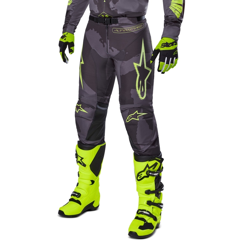 Motokrosové nohavice Alpinestars Racer Hollow tmavá camo-fluorescenčno žlté