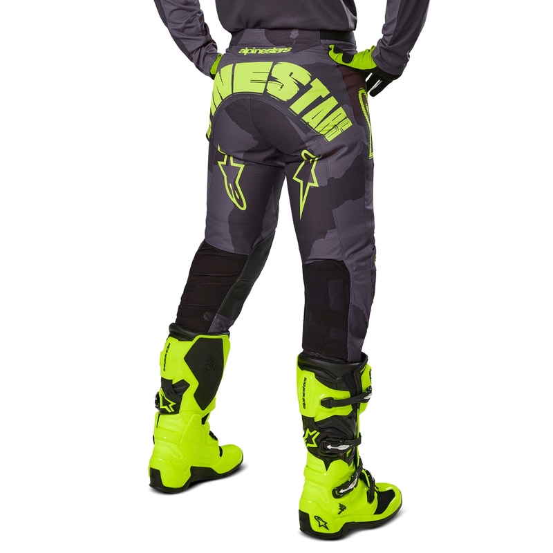 Motokrosové nohavice Alpinestars Racer Hollow tmavá camo-fluorescenčno žlté