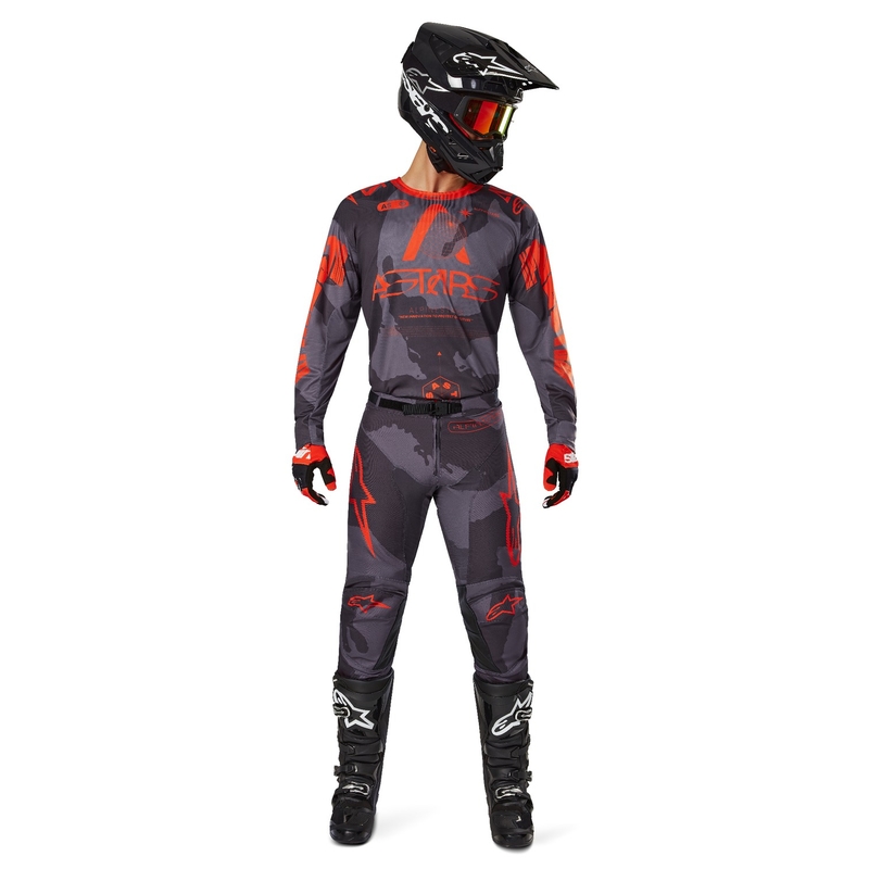 Motokrosové nohavice Alpinestars Racer Hollow šedé camo-fluorescenčno oranžové