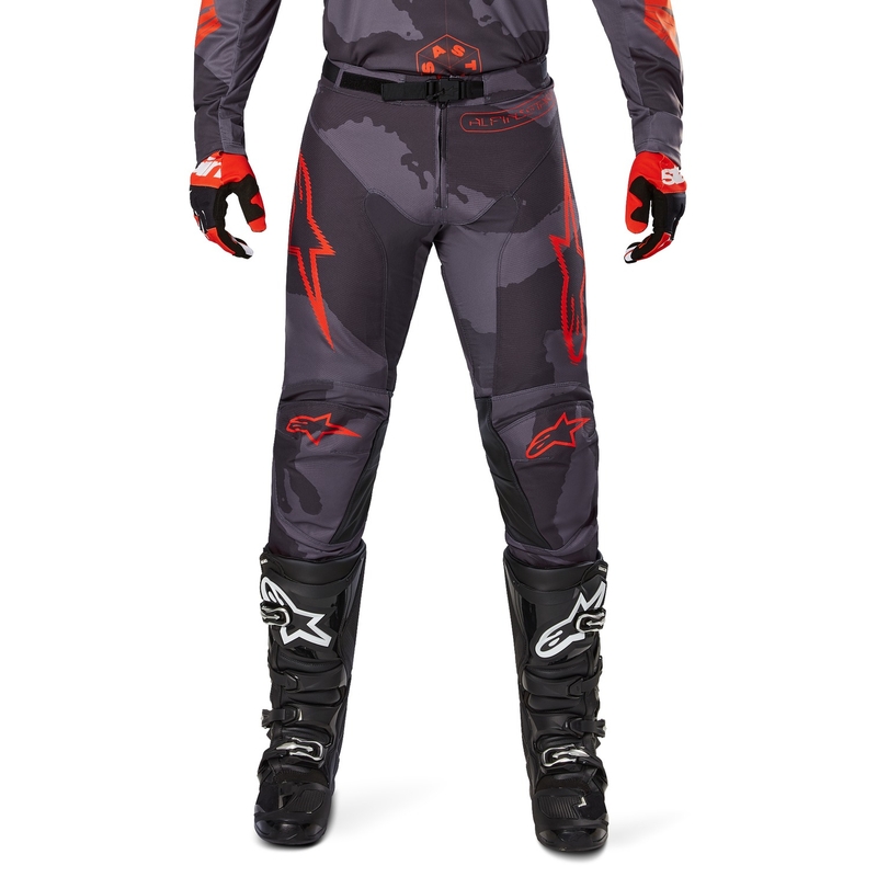 Motokrosové nohavice Alpinestars Racer Hollow šedé camo-fluorescenčno oranžové