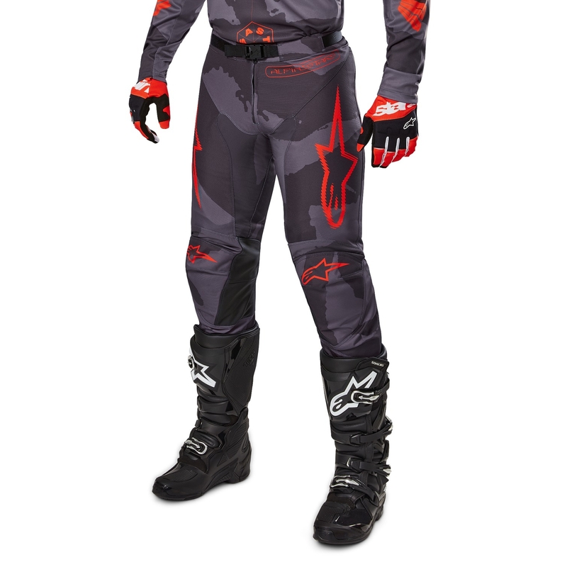 Motokrosové nohavice Alpinestars Racer Hollow šedé camo-fluorescenčno oranžové