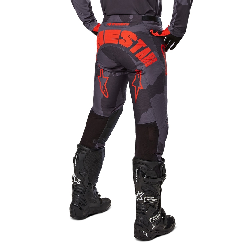 Motokrosové nohavice Alpinestars Racer Hollow šedé camo-fluorescenčno oranžové