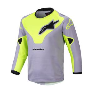 Detský motokrosový dres Alpinestars Racer Veil Kids šedo-fluo žltý