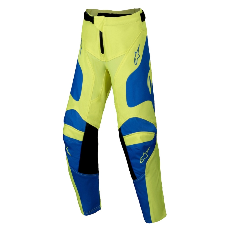 Detské motokrosové nohavice Alpinestars Racer Veil fluorescenčno žlto-modré
