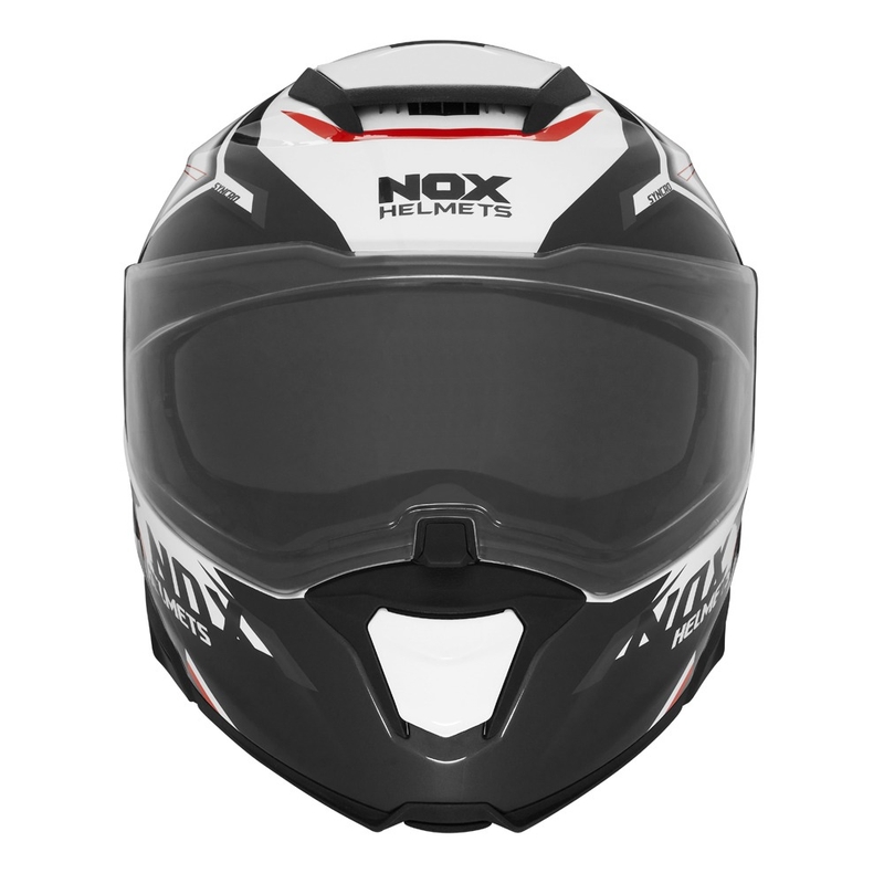 Vyklápacia helma na motorku NOX N967 Synchro bielo-čierno-červená