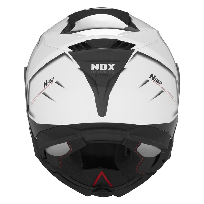 Vyklápacia helma na motorku NOX N967 Synchro bielo-čierno-červená