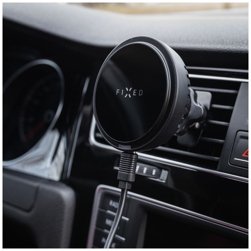 Držiak s bezdrôtovým nabíjaním a aktívnym chladením FIXED MagCool s uchytením MagSafe čierny 15W