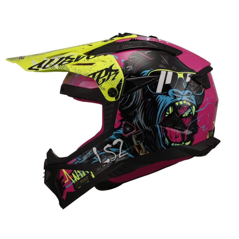 Motokrosová prilba LS2 MX708 Fast II Gorilla fialovo-žltá