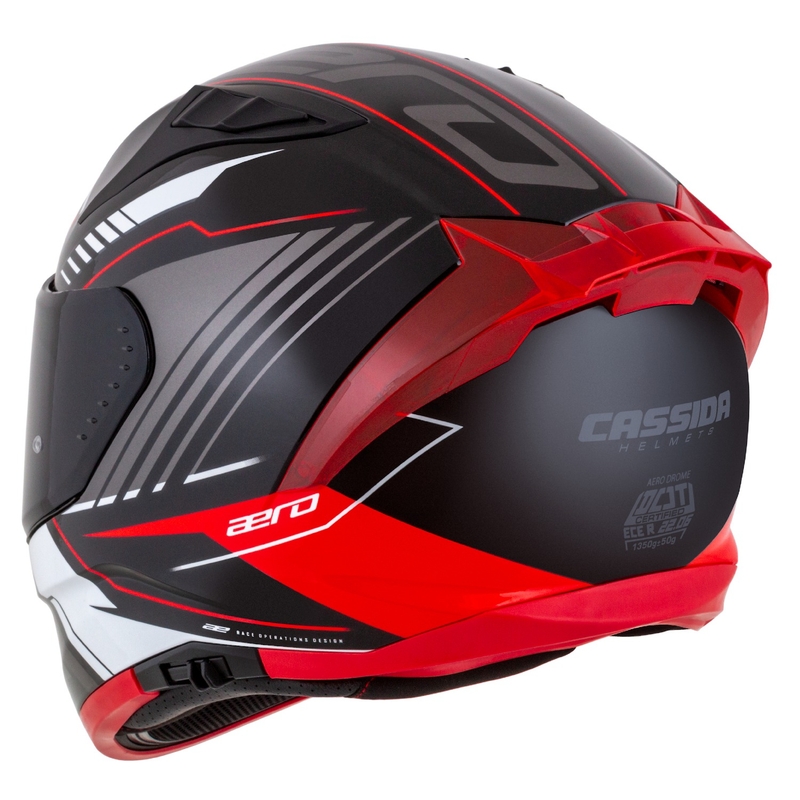 Integrálna prilba na motorku Cassida Aero Drome čierno-červeno-bielo-šedá