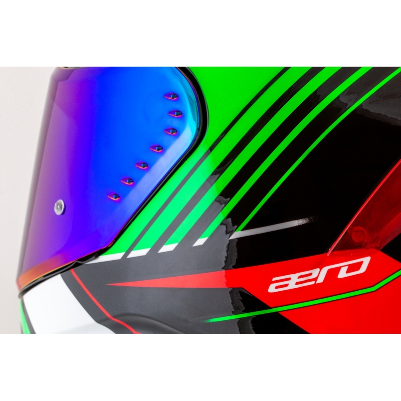 Integrálna helma na motorku Cassida Aero Drome čierno-červeno-zeleno-biela