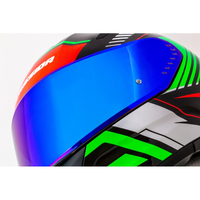Integrálna helma na motorku Cassida Aero Drome čierno-červeno-zeleno-biela
