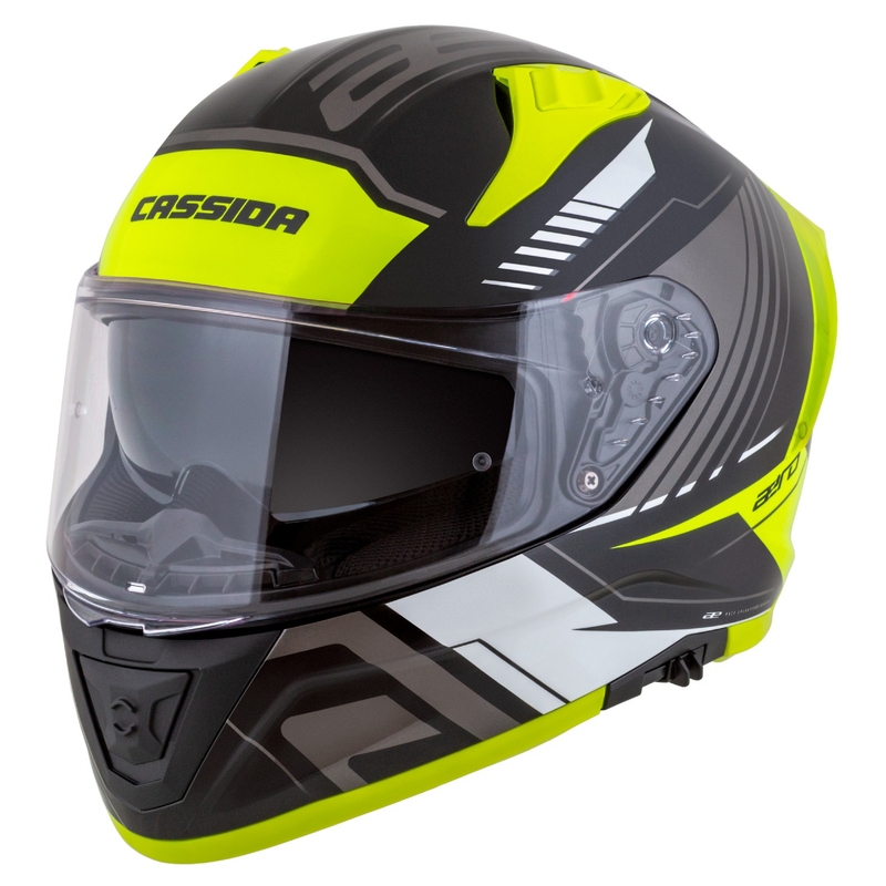 Integrálna helma na motorku Cassida Aero Drome čierno-fluo žlto-bielo-šedá