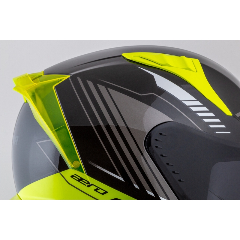Integrálna helma na motorku Cassida Aero Drome čierno-fluo žlto-bielo-šedá