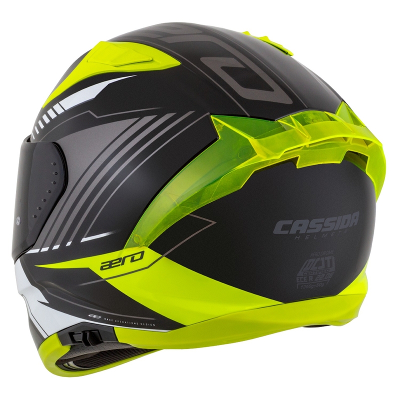 Integrálna helma na motorku Cassida Aero Drome čierno-fluo žlto-bielo-šedá