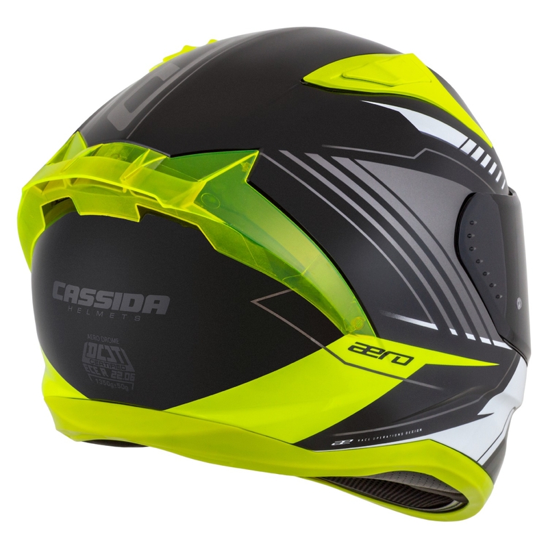 Integrálna helma na motorku Cassida Aero Drome čierno-fluo žlto-bielo-šedá