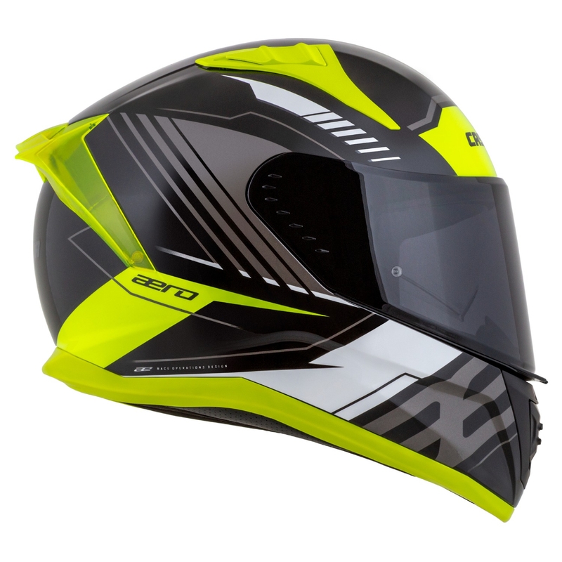 Integrálna helma na motorku Cassida Aero Drome čierno-fluo žlto-bielo-šedá