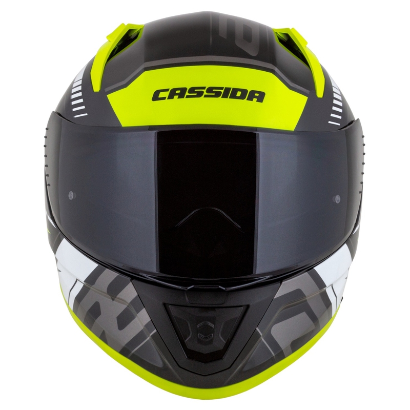 Integrálna helma na motorku Cassida Aero Drome čierno-fluo žlto-bielo-šedá