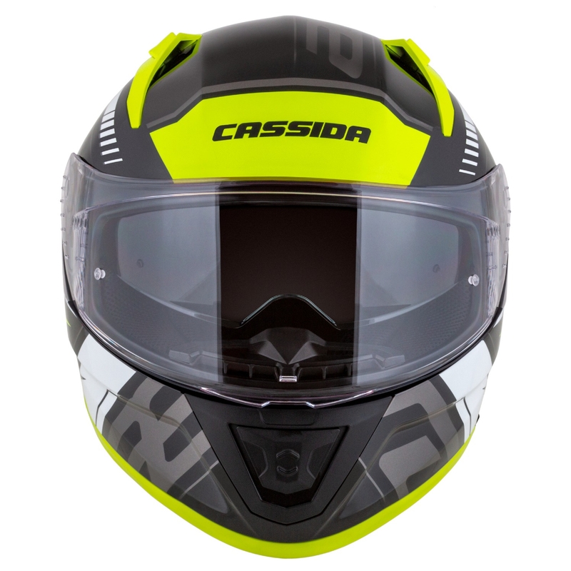 Integrálna helma na motorku Cassida Aero Drome čierno-fluo žlto-bielo-šedá