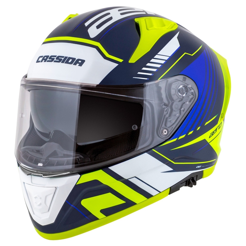 Integrálna helma na motorku Cassida Aero Drome modro-fluo žlto-svetlo modro-biela