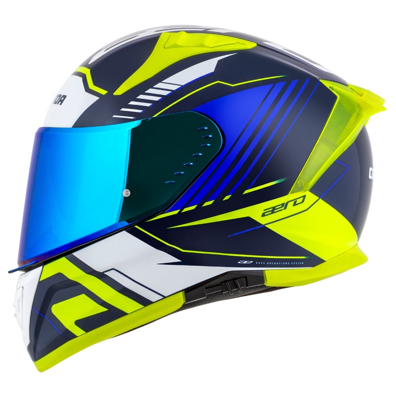 Integrálna helma na motorku Cassida Aero Drome modro-fluo žlto-svetlo modro-biela