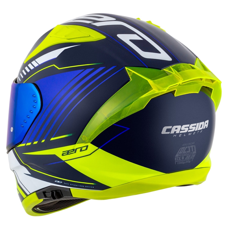 Integrálna helma na motorku Cassida Aero Drome modro-fluo žlto-svetlo modro-biela