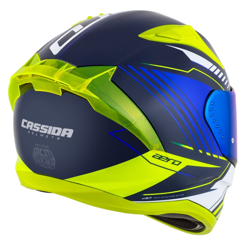 Integrálna helma na motorku Cassida Aero Drome modro-fluo žlto-svetlo modro-biela