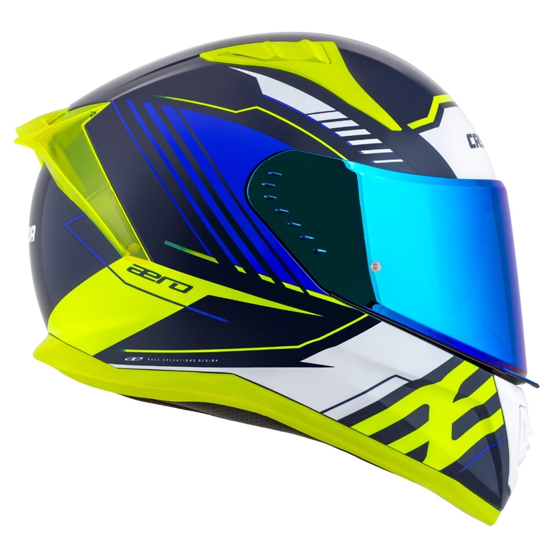 Integrálna helma na motorku Cassida Aero Drome modro-fluo žlto-svetlo modro-biela