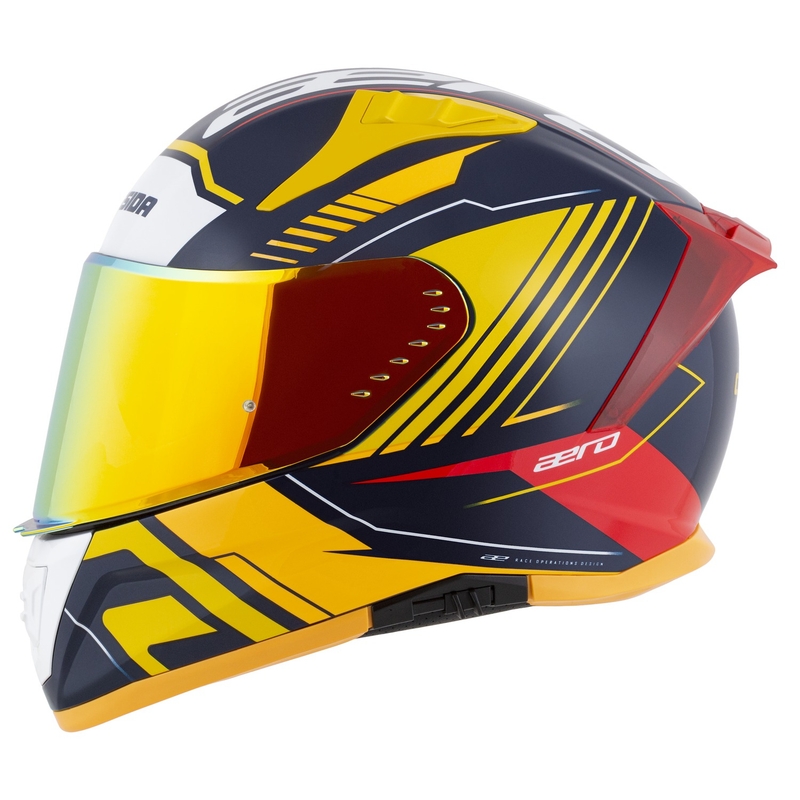 Integrálna helma na motorku Cassida Aero Drome modro-fluo žlto-oranžovo-červeno-svetlo modro-biela