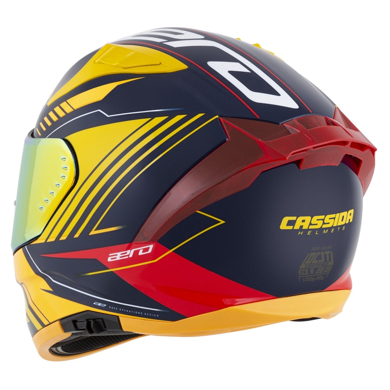 Integrálna helma na motorku Cassida Aero Drome modro-fluo žlto-oranžovo-červeno-svetlo modro-biela