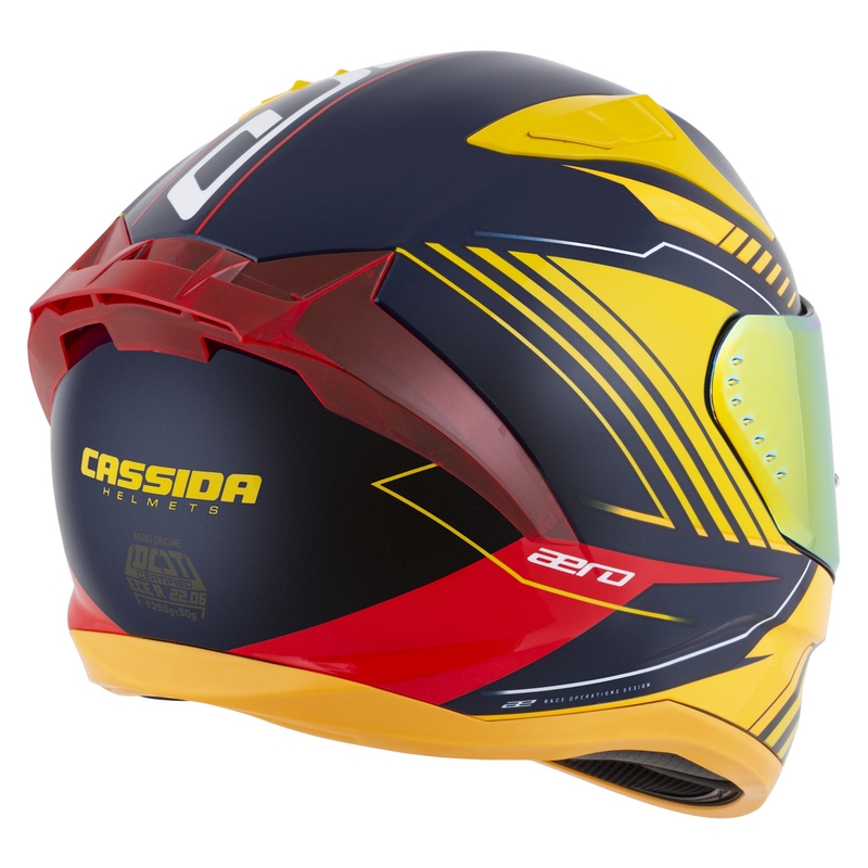 Integrálna helma na motorku Cassida Aero Drome modro-fluo žlto-oranžovo-červeno-svetlo modro-biela