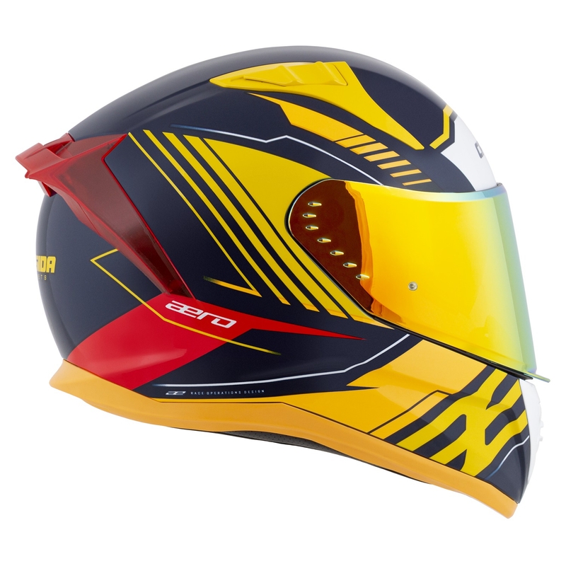 Integrálna helma na motorku Cassida Aero Drome modro-fluo žlto-oranžovo-červeno-svetlo modro-biela