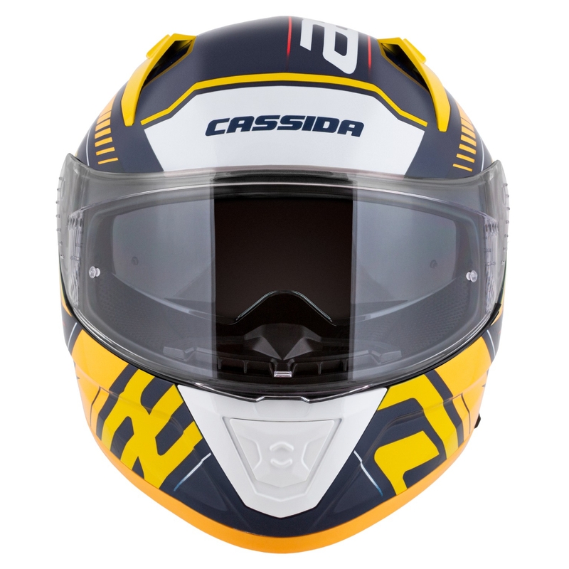 Integrálna helma na motorku Cassida Aero Drome modro-fluo žlto-oranžovo-červeno-svetlo modro-biela