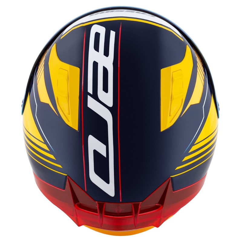 Integrálna helma na motorku Cassida Aero Drome modro-fluo žlto-oranžovo-červeno-svetlo modro-biela