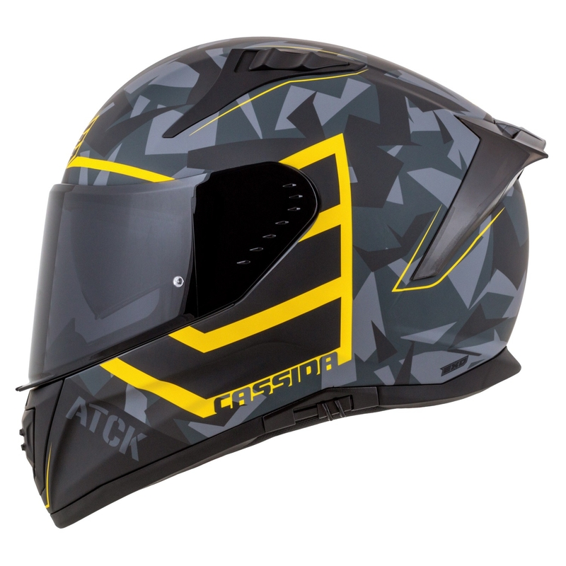 Integrálna helma na motorku Cassida Aero camo šedá-čierno-fluo žltá