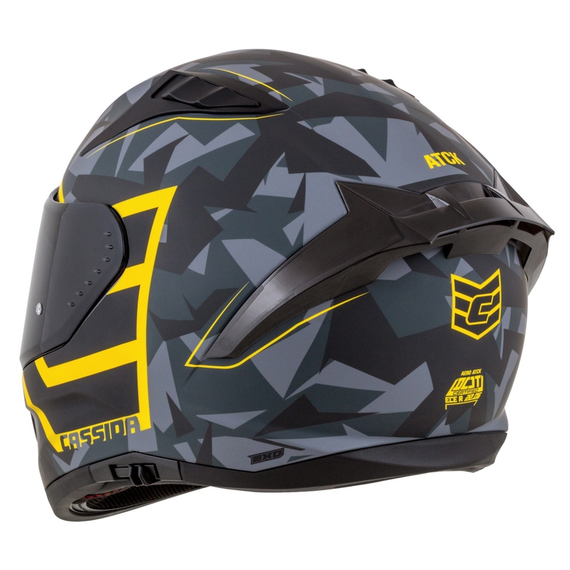 Integrálna helma na motorku Cassida Aero camo šedá-čierno-fluo žltá