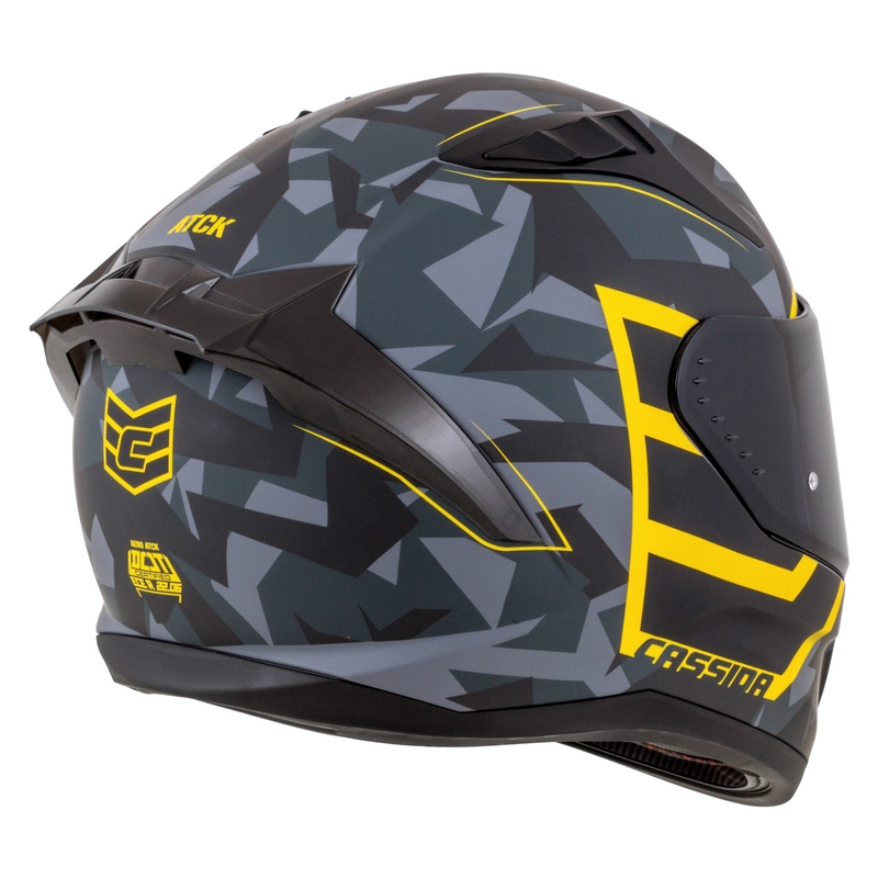 Integrálna helma na motorku Cassida Aero camo šedá-čierno-fluo žltá