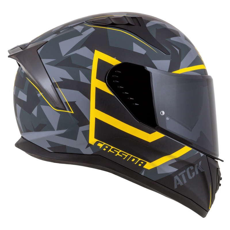 Integrálna helma na motorku Cassida Aero camo šedá-čierno-fluo žltá