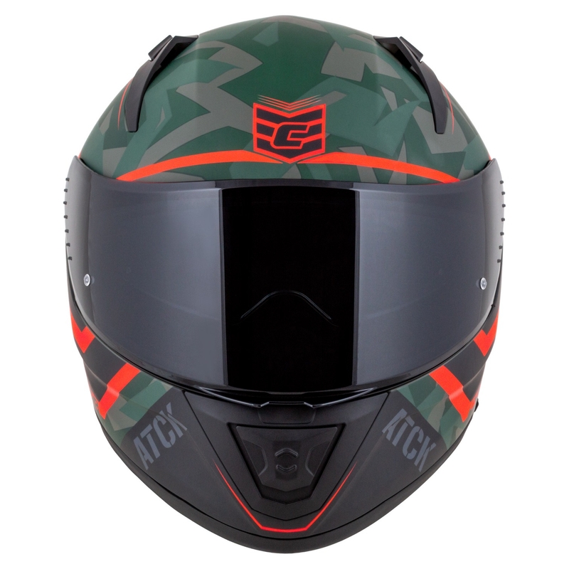 Integrálna helma na motorku Cassida Aero ATCK camo zeleno-čierno-šedo-oranžová