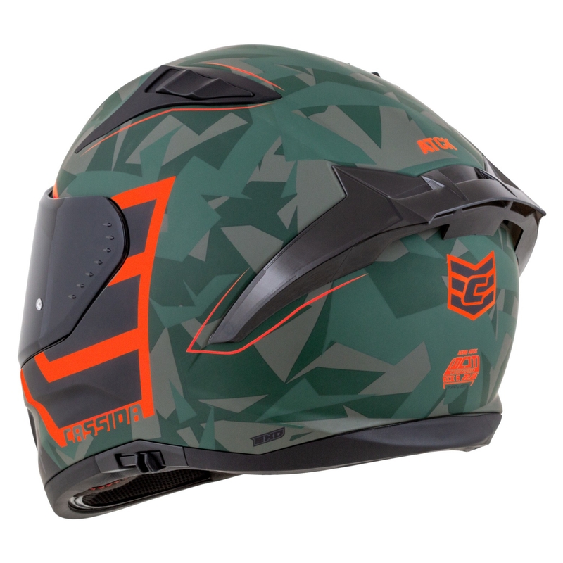 Integrálna helma na motorku Cassida Aero ATCK camo zeleno-čierno-šedo-oranžová