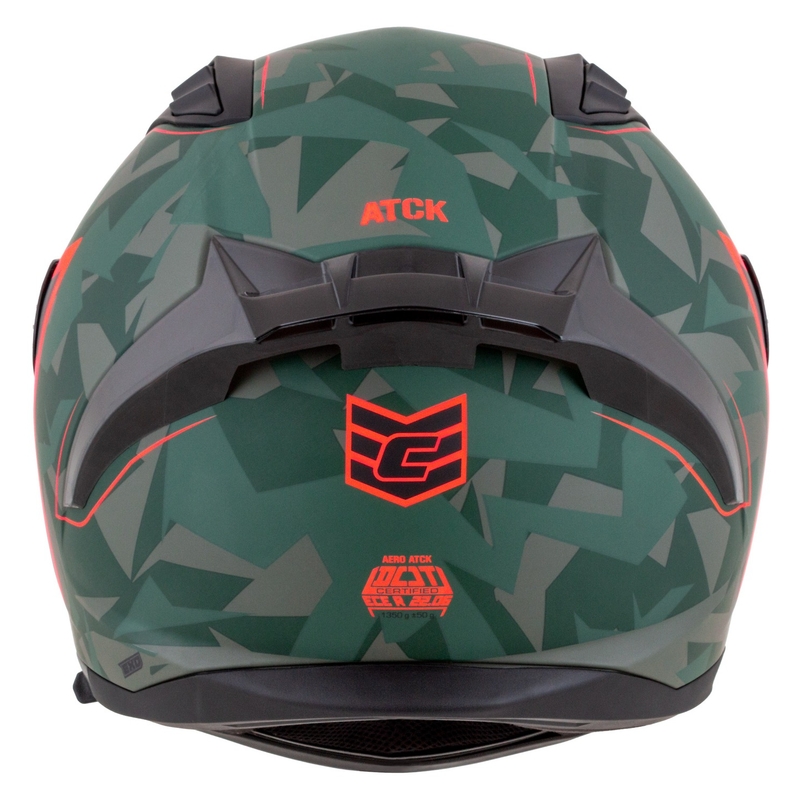 Integrálna helma na motorku Cassida Aero ATCK camo zeleno-čierno-šedo-oranžová